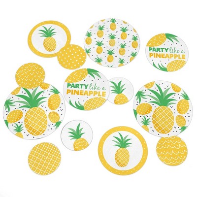 Big Dot of Happiness Tropical Pineapple - Summer Party Giant Circle Confetti - Party Decorations - Large Confetti 27 Count