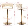 TiramisuBest Set of 2 Velvet Bar Stools with Chrome Footrest & Base, Swivel Height Adjustable Mechanical Lift, Golden Legs, Modern Navy - 4 of 4