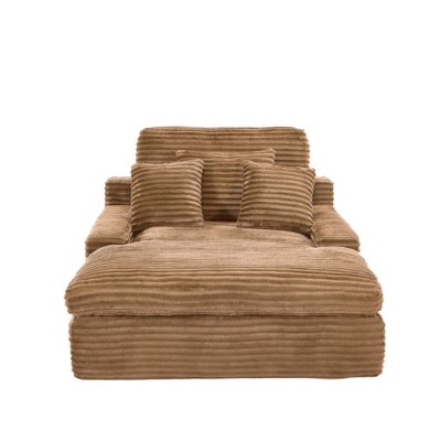 Dolonm 75" Deep Seat Lazy Sofa: 4 Plush Pillows, High-Resilience Sponge, Luxe Corduroy for Living Room/Office-6 Colors