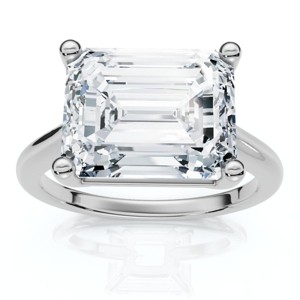 Pompeii3 Certified 5Ct Emerald Cut Lab Created Diamond Solitaire East West Engagement Ring - 1 of 4
