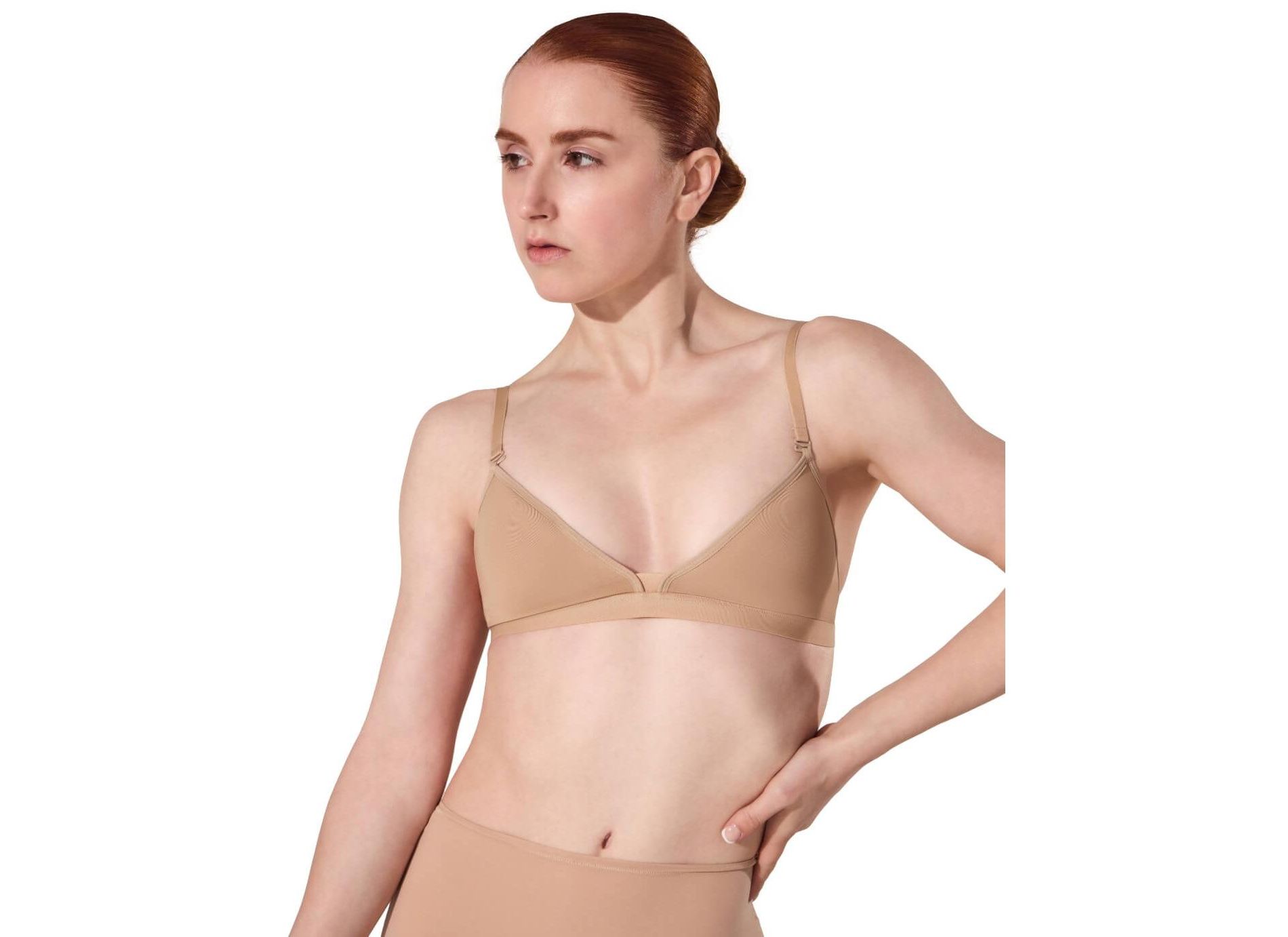 Capezio Women's Deep Neck Clear Back Bra, Large