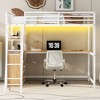 Whisen Twin Size Metal & Wood Loft Bed with Desk and Shelves, Two Built-in Drawers, LED Light and USB Charging Station - 4 of 4