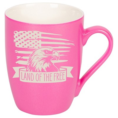100 North United States of America 10 Ounce Pink Metallic Finish, Comfortably Fits Your Hands, New Bone China Coffee Tea Cup Mug, Land Of The Free