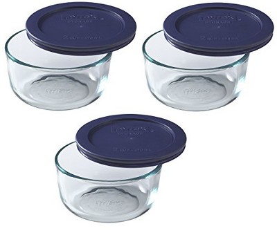 Pyrex 7 Cup Glass Round Storage Container Blue : Target