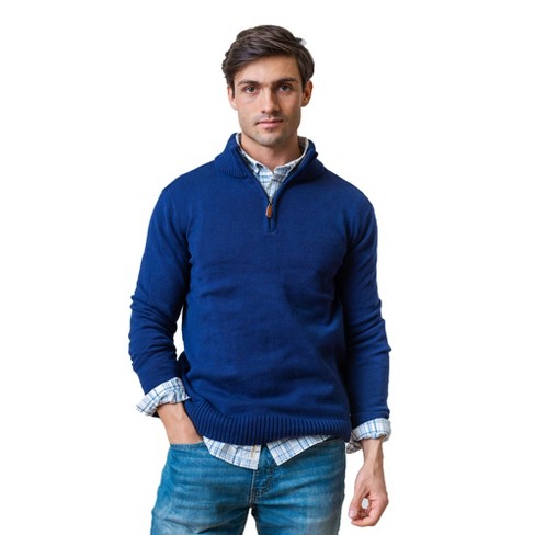 Hope & Henry Mens' Half Zip Pullover Sweater (navy Blue Half Zip