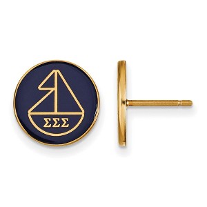 Black Bow Jewelry 14k Yellow Gold Plated Sterling Silver Sigma Sigma Sigma Greek Life Stud Earrings - 1 of 3