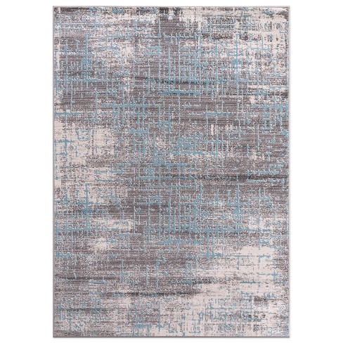 World Rug Gallery Distressed Modern Abstract Area Rug - Blue 5' x 7