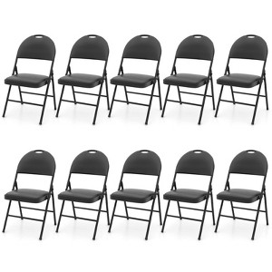Costway 2/4/8/10/12 PCS Folding Padded Party Chairs with Metal Frame PVC Leather Stackable Chairs - 1 of 4