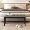 Costway Upholstered Dining Bench w/Padded Seat for Kitchen Bedroom Entryway Grey - 4 of 4