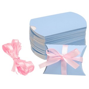Unique Bargains Wedding Birthday Party Paper Candy Gift Wrap Boxes with Ribbons 50 Pcs - 1 of 4