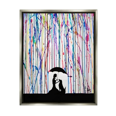 Stupell Industries Modern Vivid Drip Silhouette Couple Framed Floater Canvas Wall Art