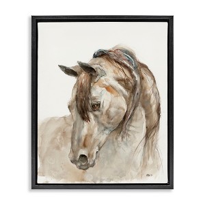 Stupell Industries Gentle Horse Portrait Farm Watercolor Detail Floating Frame Canvas Art - 1 of 4