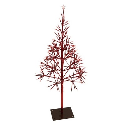 Season's Designs 4.4 ft Red Starlight Burst Christmas Tree Decoration with Metal Stand Indoor/Outdoor Use, LED White Lights, Requires AAA Batteries