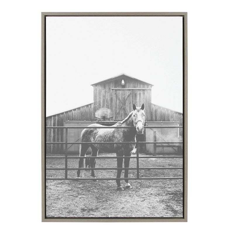 23&#34; x 33&#34; Sylvie Modern Farmhouse Horse Framed Wall Canvas Black/White - Kate &#38; Laurel All Things Decor, 1 of 7