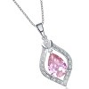 Guili Sterling Silver with Pink Teardrop and White Cubic Zirconia Pendant, A Chic and Delicate Touch of Elegance, Adds Grace to Any Look - 3 of 3