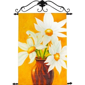 Manual Woodworkers and Weavers Golden Daisies Hand-Painted Canvas Wall Hanging, 29.5 x 42 Inches, Textured Floral Art for Elegant Home Decor - 1 of 2