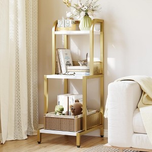 Gold Bookshelf,3 Tier Bookcase, Small Bookshelf for Small Spaces - 1 of 4