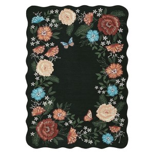 Modern Floral Rug Washable Rug with Non Slip Backing Low Pile Indoor Carpet Foldable Soft Floor Cover for Living Roo Bedroom Office - 1 of 4
