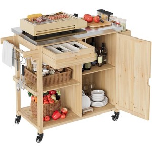 coucheta Outdoor Grill Cart with Wheels and Stainless Steel Top, Mobile BBQ Station with Storage & Spice Rack, Kitchen Island for Patio, Backyard - 1 of 4