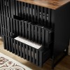 Okak 6-Drawer Dresser Slatted Grille Detail & Metal Legs, Modern Storage Cabinet for Bedroom Hallway, Scandi Style - 4 of 4