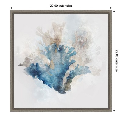 Blue Coral Reef II Nautical Canvas Wall Art in Graywash Frame