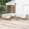 vidaXL Bamboo 11-Piece Patio Lounge Set with Cream White Cushions - Comfortable Outdoor Furniture Set with Modular Design for Flexible Configuration - 2 of 4