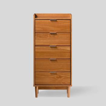 Mid-Century Modern Solid Wood 5 Drawer Chest of Drawers - Saracina Home