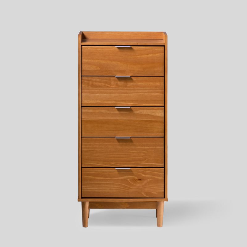 Mid-Century Modern Solid Wood 5 Drawer Chest of Drawers - Saracina Home, 1 of 18