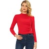 INSPIRE CHIC Women's Long Sleeve High Neck Ruched Front Fitted Blouse - 2 of 4