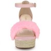 Allegra K Women's Faux Fur Espadrille Platform Heels Wedge Sandals - 3 of 4