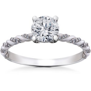 Pompeii3 7/8 ct Lab Created Round Eco Friendly Diamond Mia Engagement Ring 14k White Gold - 1 of 3