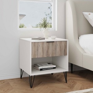 KTMBDW Nightstand, Accent Bedside End Side Table with Storage Drawer, and Metal Legs for Living Room or Bedroom - 1 of 4