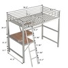 Twin Size Loft Metal&MDF Bed with Desk and Shelf, Silver - 3 of 3