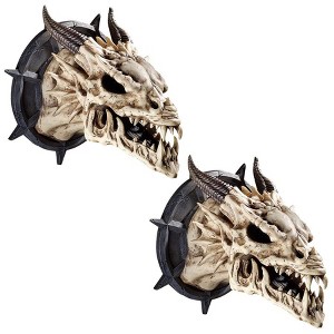 Design Toscano Horned Dragon Skull Wall Trophy: Set of Two - 1 of 3