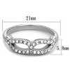 Slickblue Novelty Ring for Women, Eye Design with Clear Crystal and Ribbed Texture, Polished Silver Steel, Size 5–10 - 2 of 4