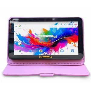 LINSAY 7" Tablet 128GB Storage Bundle with Pink Leather Case Android 15 - 1 of 3