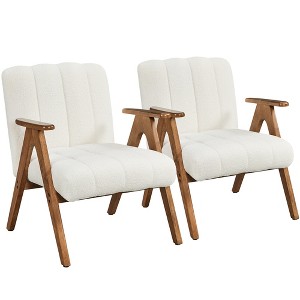Yaheetech Mid Century Accent Armchair with V-Shaped Solid Wood Legs - 1 of 4