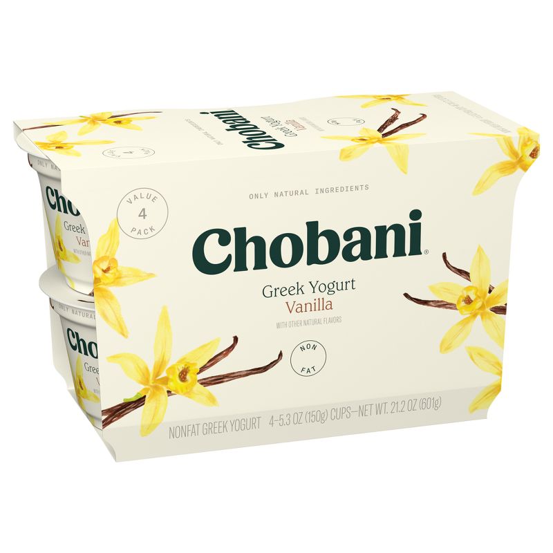 Chobani Vanilla Blended Non-Fat Greek Yogurt - 4ct/5.3oz Cups, 3 of 9