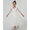 2Bunnies Paisley All-Over Lace V Back Long Sleeve Maxi Flower Girl Dress - 3 of 4
