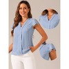 Allegra K Women's Summer Office V-Neck Solid Color Casual Chiffon Ruffle Sleeve Blouse - 2 of 4