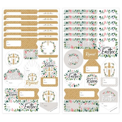 Big Dot of Happiness Religious Easter - Assorted Christian Holiday Party Gift Tag Labels - To and From Stickers - 12 Sheets - 120 Stickers