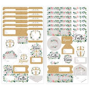 Big Dot of Happiness Religious Easter - Assorted Christian Holiday Party Gift Tag Labels - To and From Stickers - 12 Sheets - 120 Stickers