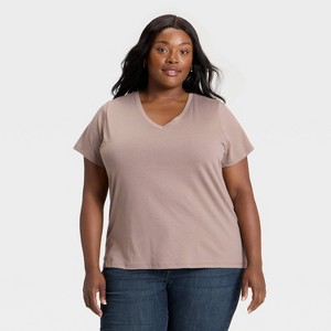 Women's Short Sleeve V-Neck T-Shirt - Ava & Viv™ - 1 of 3