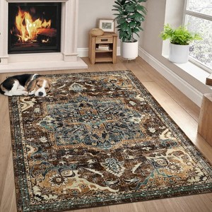 Area Rug - Soft Non-Slip Stain Resistant Throw Rugs Boho Oriental Floor Carpet for Living Room, Bedroom Nursery Dining Room - 1 of 4