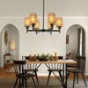 YIYIBYUS 6-Light Farmhouse Round Wagon Wheel Chandelier with Shades - 3 of 4
