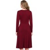 Wome's Plain Long Sleeve V Neck Ruffle Dress A-Line Flowy Party Dresses - 2 of 3