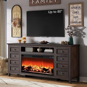 AMERLIFE 70" Farmhouse TV Stand with 37" 7-Color Fireplace for 80" TVs - 1 of 4