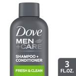 Dove Men+Care Fresh and Clean 2 in 1 Shampoo + Conditioner -Travel Size - 3 fl oz
