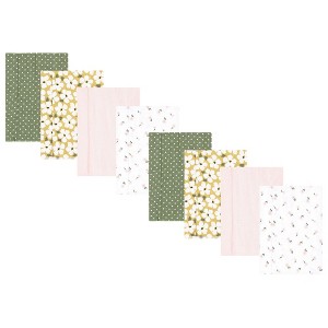 Hudson Baby Boys and Girls Cotton Poly Flannel Burp Cloths 8-Pack, One Size - 1 of 4