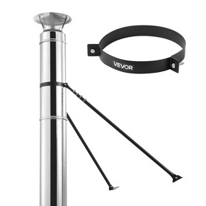 VEVOR 6 inches Extended Roof Bracket, Supports Chimney Stove Pipe for Stability, Mounting Brackets with Adjustable Legs, (No Rain Cap,Pipe), Silver - 1 of 4